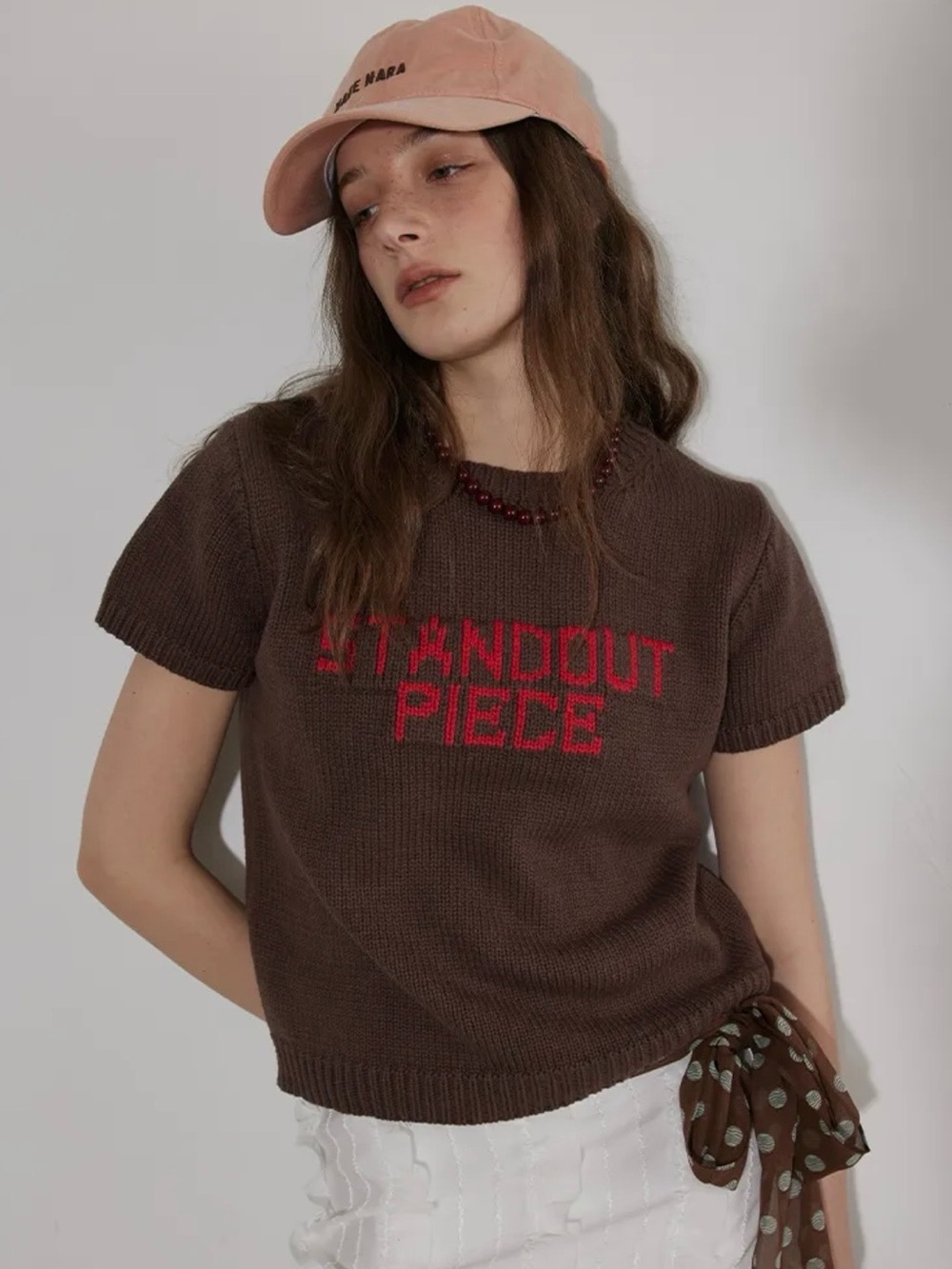 Lofi Choose brown knit short sleeve Sweater top S